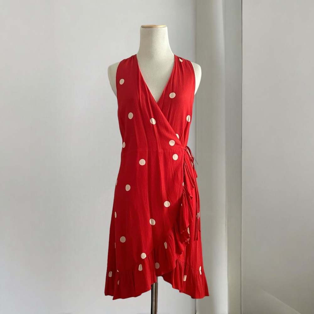 Rails Madison Polka Dot Wrap Mini Dress in Scarlet Dots